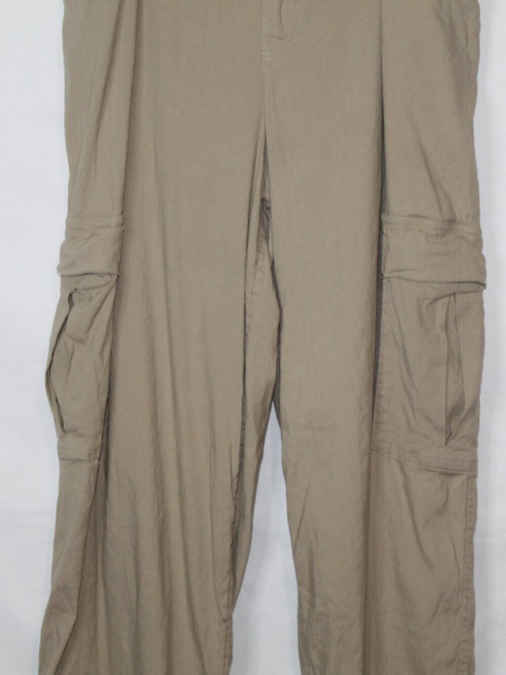 Athleta women's pants size XS tan linen cargo pants mid rise straight leg - Picture 5 of 14